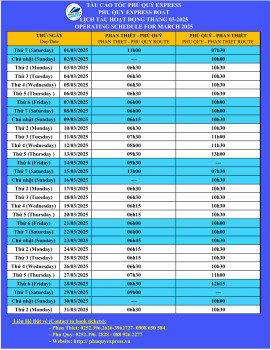 Thông Báo Lịch Tàu Phan Thiết - Phú Quý 3/2025 (Tàu Phú Quý Express)