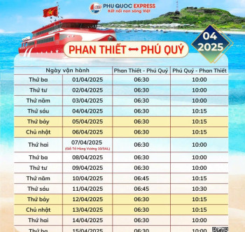 Thông Báo: Lịch Tàu Phan Thiết - Phú Quý 4/2025 (Tàu Trưng Trắc)