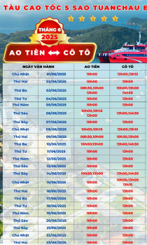 Thông Báo: Lịch Tàu Ao Tiên - Cô Tô 6/2025 (Tàu Havaco)
