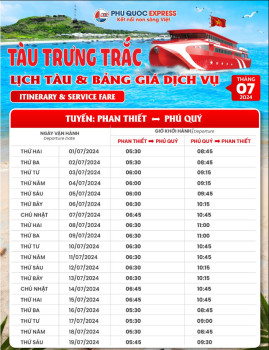 Tàu Trưng Trắc thông báo lịch vận hành tháng 7 tuyến Phan Thiết Phú Quý